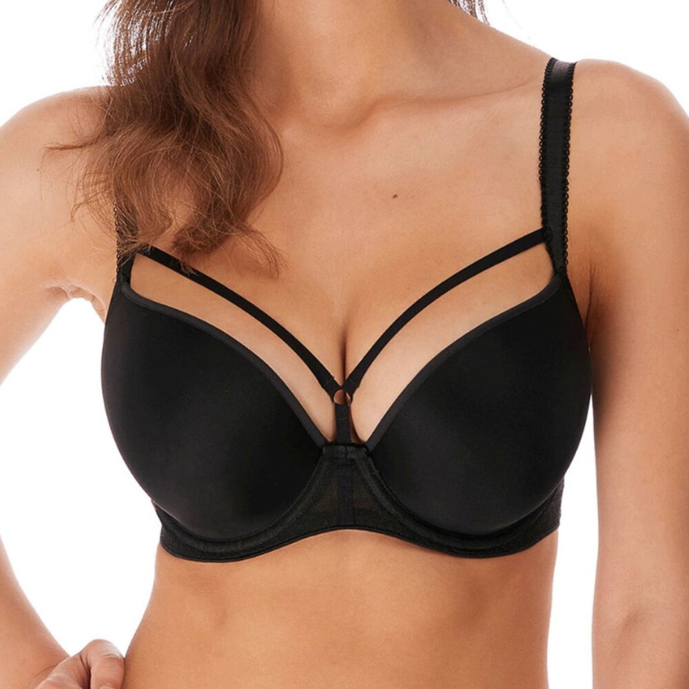 Freya Awakening Strappy Plunge Bra 30I - Underwire T-Shirt Bra Black NWT